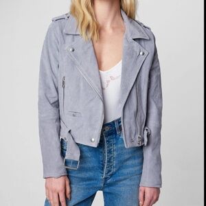 BLANK NYC cloud grey suede moto jacket